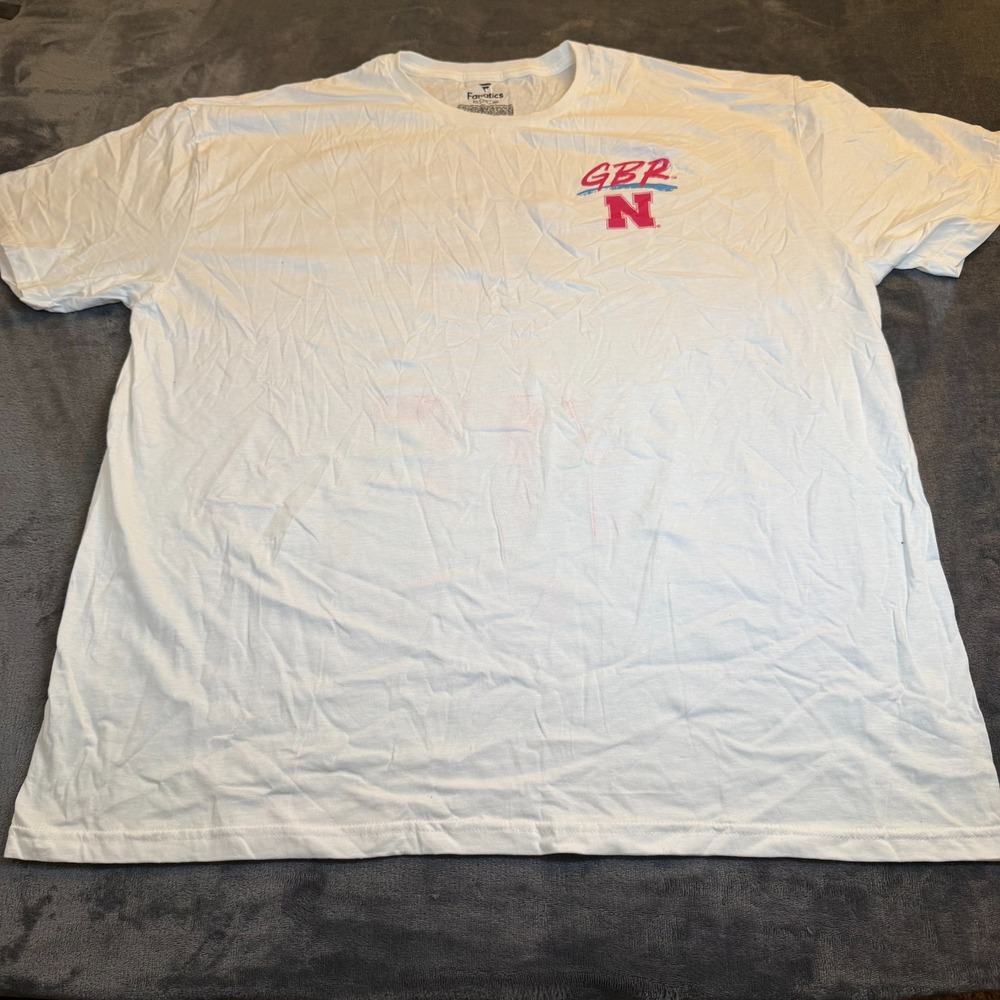 Fanatics Nebraska Cornhuskers GBR N Football T Shirt Mens 2XL XXL White